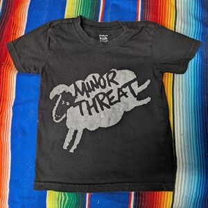 Kids MINOR THREAT Punk Black Graphic Tee with Sheep Logo 3T